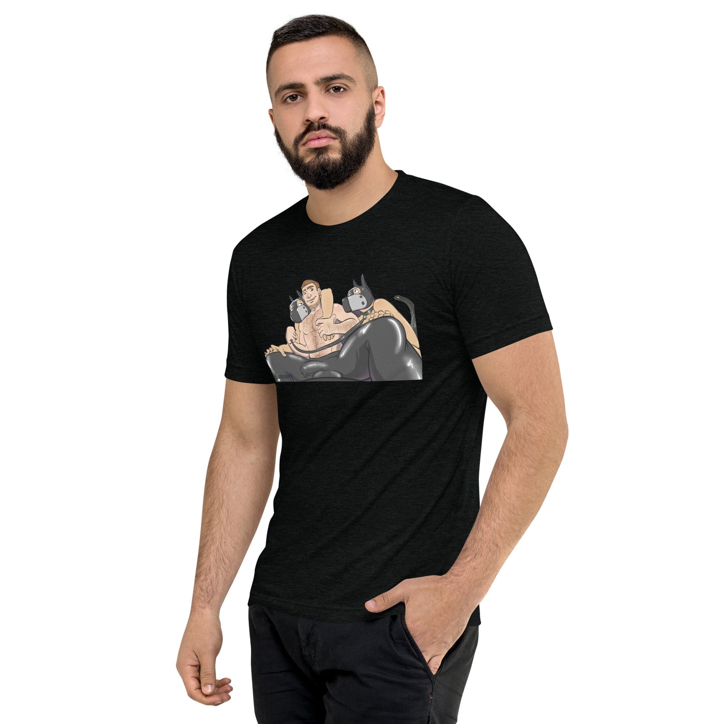 Unisex Tri Blend T-Shirt Solid Black Triblend Left Front
